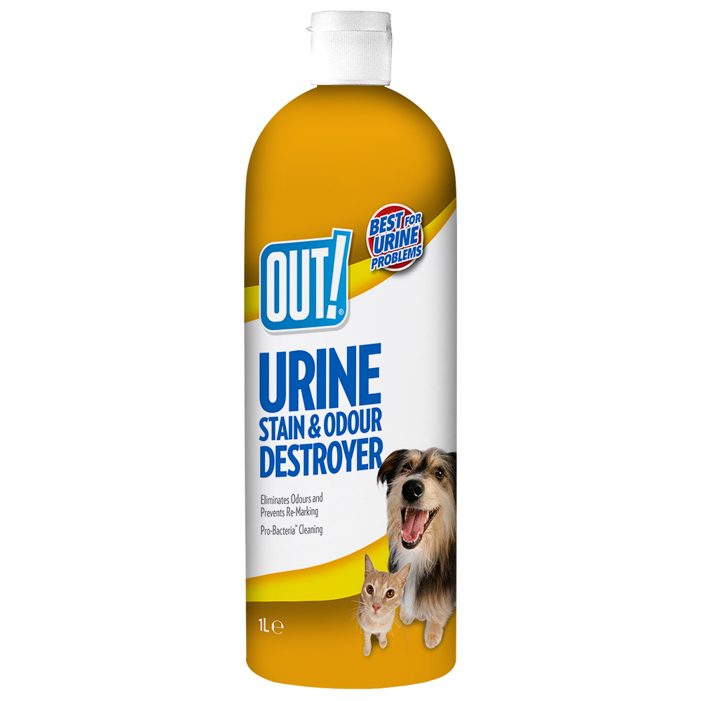 OUT! DOG URINE DESTROYER PRIEMONĖ ŠUNŲ ŠLAPIMO KVAPUI IR DĖMĖMS NAIKINTI