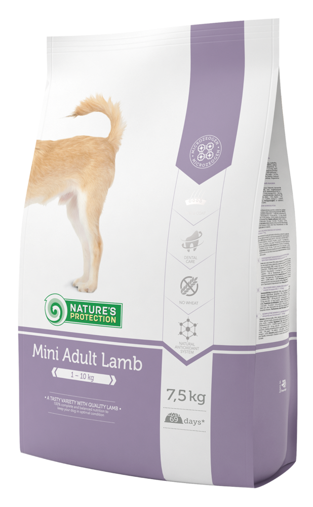 NATURE'S PROTECTION MINI SMALL BREEDS ADULT LAMB SAUSAS PAŠARAS ŠUNIMS 7,5 kg