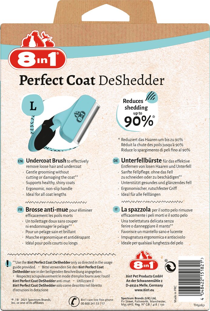 8in1 Perfect Coat Deshedder furminatorius dideliems šunims